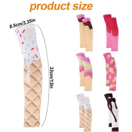 Mikovivi 6 Pairs Ice Cream Compression Arm Sleeve, Baseball Youth Sun Protection Sleeves Breathable Cooling Baseball Arm Sleeves for Kids Sport Football Golf Players