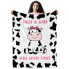 Levens Cow Blanket Gift for Girls, Just A Girl Who