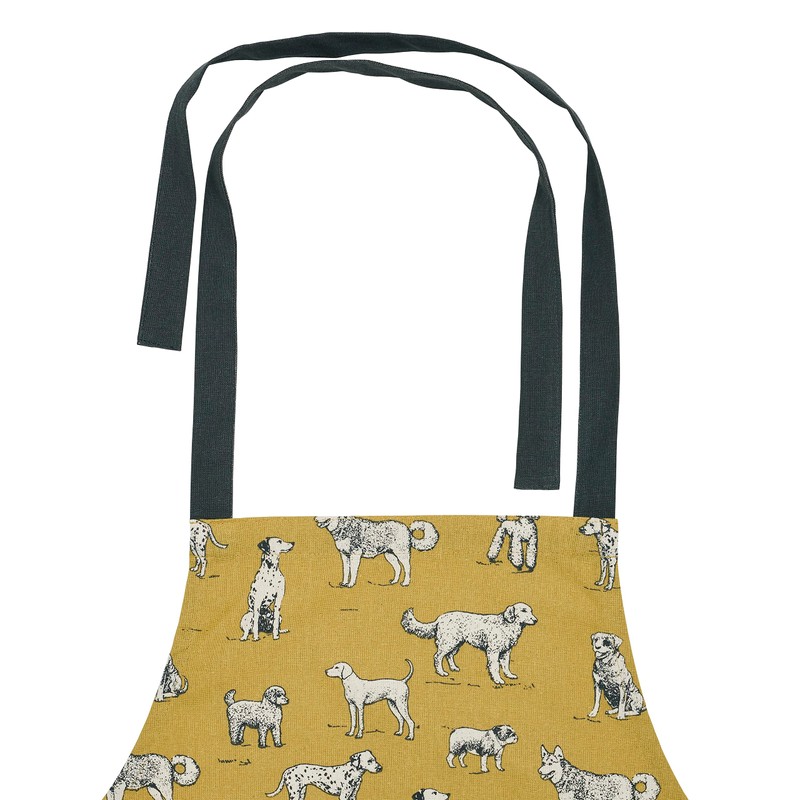 Penguin Home Apron,Chef Quality, Thokka Print,Colour - Mustard,Grey & Black,Plain