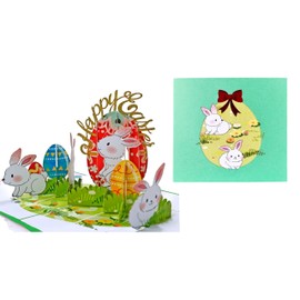 3d Easter Pop Up Card, Easter Bunnies With Eggs Festive Greeting Card, Cute, Religious Pop Up Card, Happy Easter Card For Kids, Son, Daughter, Boy, Girl, Grandchild, O25