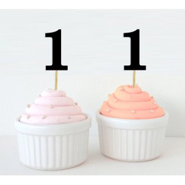 Darling Souvenir, One First Birthday Number Cupcake Toppers, Birthday/Anniversary Party Dessert Decorations - Pack of 20