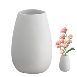 LOMUG Ceramic Vase, Moonbeam Flower Vase Made of Stoneware, Elegant Decorative Table Vase, Surface-saving Home Accessory, Modern Small Vase for Pampas Grass, Living Room, Office Decor (White)