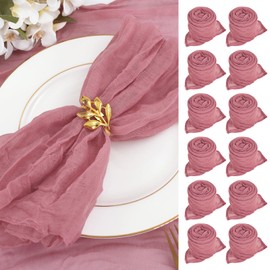 30 Pieces Gauze Cheesecloth Napkin 20 inches Gauze Napkin Vintage Boho Cheesecloth Napkin Bulk for Party, Wedding, Reception, Bridal Shower Table Decorations - Dusty Rose