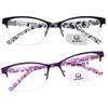 FONHCOO Bifocal Reading Glasses for Women, Metal Spring Hinge Blue