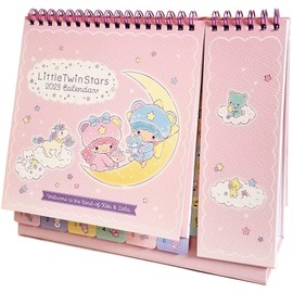 2023~2024 Little Twin Stars Monthly Yearly Desktop Calendar with Planner Sticker
