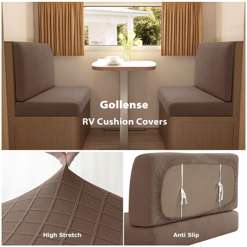 Gollense RV Dinette Cushion Covers, Stretch Jacquard Camper Bench Seat