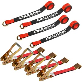 Car Tie Down Straps for Trailers (4PK) – 2'' X 96'' Tire Webbing with Flat Hooks for Easy Tire Securing on Cars, SUVs, Jeeps, or Sports Cars