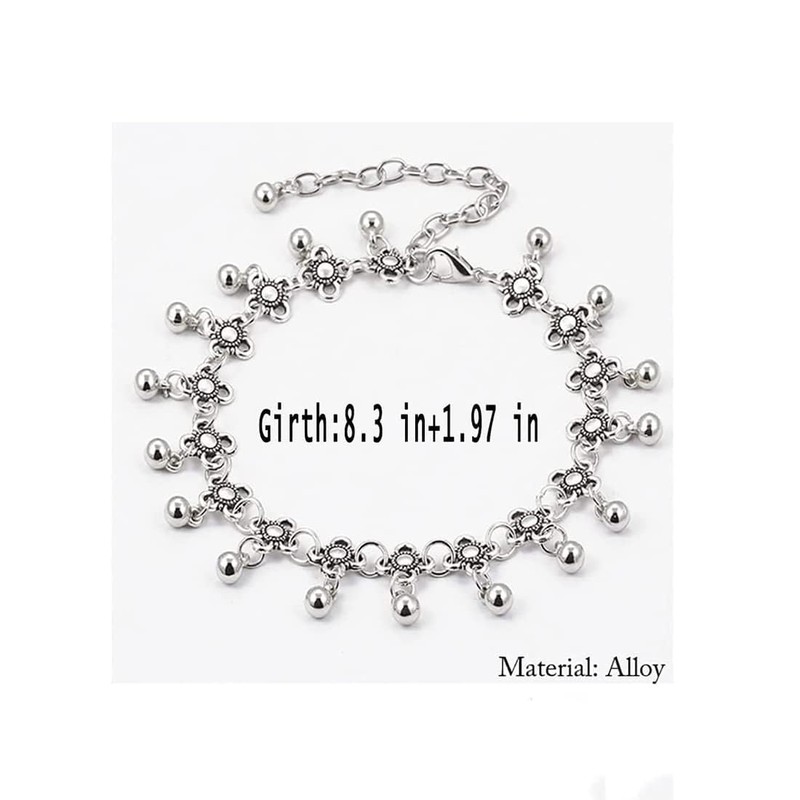 Carufin Turquoise Anklet Bracelets Multilayer Butterfly Anklets Flower Pearl Beaded