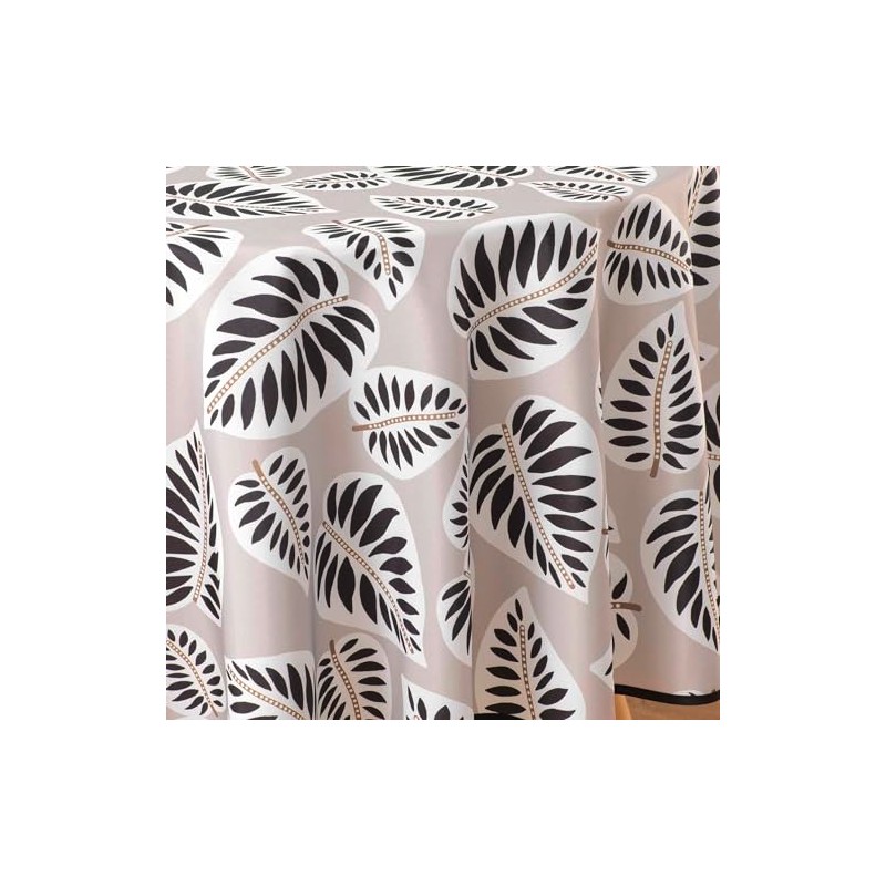 Douceur d'Intérieur, Round Tablecloth (Diameter 180 cm) Alma Black Printed