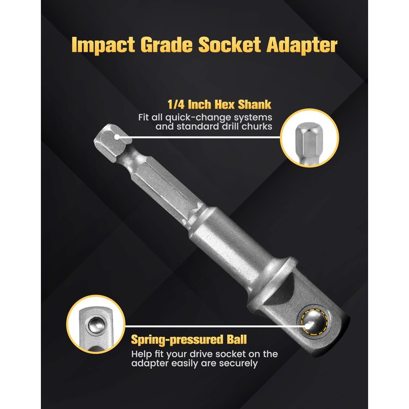 BOEN Impact Grade Socket Adapter Set, 3-PCS Drill Bit Adapter