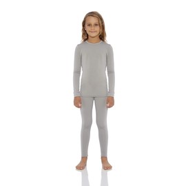 Rocky Thermal Underwear Kids Girls Thermal Underwear Set Toddler Long Johns kids Thermals Kids Base Layer kids thermals top bottom set Winter Clothes Shirt Pants Ski/Extreme Cold (Heather Grey, XS)