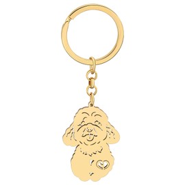YINYA Stainless Steel Lovely Dog Keychain Puppy Jewelry for Women Girls Kids Pets Lovers Gifts Wallet Keyring Accessories (Gold Plated Poodle)