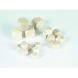 Maple Wood Blank Dice 20 Mm Set of 10 in Plastic Bag