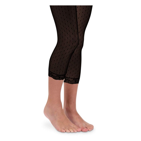 Jefferies Socks Girls 2-6X Dots and Frills Capri, Black, 2-4