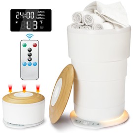 Uoxfill Upgrade Foldable Towel Warmer for Bathroom - 23L Luxury Heated Towel Warmers Bucket with Time Setting,Auto Shut Off,Fits Up to Two 40"X70" Oversized Towels,Bathrobes,Blankets White