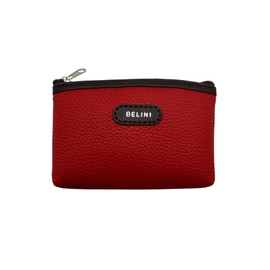 Belini Monedero Pequeño de Piel Sintética,12 x 8.5 cm, Porta monedas con cierre, Monedero para hombre y mujer (Rojo)