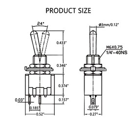 mxuteuk 8pcs SPST Mini Toggle Switch Miniature ON/Off Switch 2 Terminal 2 Position 6A 125V 3A 250V for DIY Car Dash Dashboard Electronic Equipment MTS-101