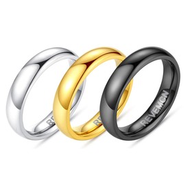 REVEMCN 2mm 3mm 4mm 5mm 6mm Stainless Steel Polished Finish Wedding Band Ring for Men Women 3 Color a Set (4mm, 6)