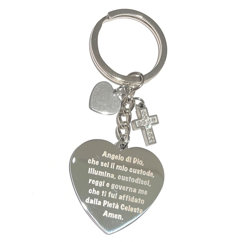 Moda Mavilla Keyring Steel Prayer Angel of God Silver /