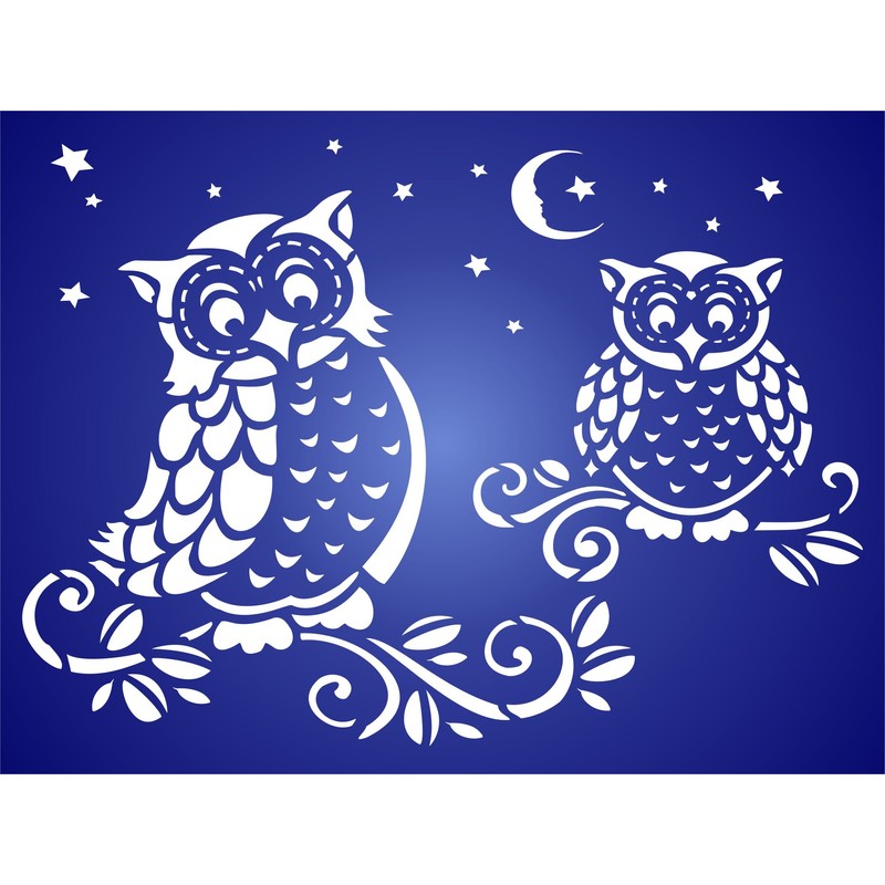 Owl Stencil - 23 x 16.5cm (L) - Reusable Stencil