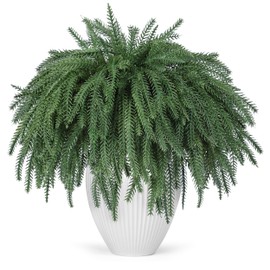 Der Rose 12Pcs Christmas Norfolk Pine Stems, 18 Inch Artificial Pine Branches Faux Cedar Stems Greenery Picks for Xmas DIY Crafts Wreath Garland Home Outdoor Christmas Decorations Indoor