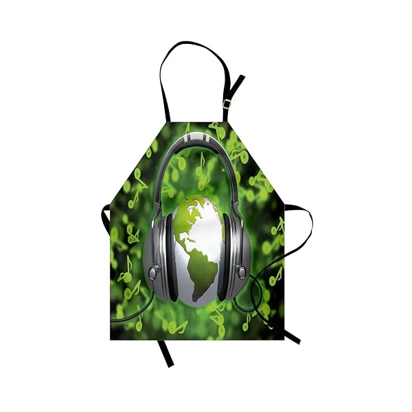 Ambesonne World Apron, World of Music Themed Composition DJ Headphones