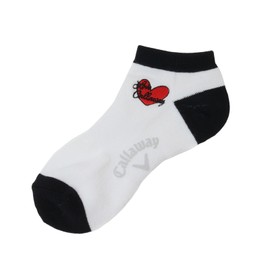 Callaway C25193202 Women's Ankle Socks, Antibacterial, Odor Resistant, LOVE Socks, Golf Socks, 1030_white