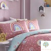 Appletree Rainbow Pom-Duvet Cover Set, 100% Cotton, Pink, Single