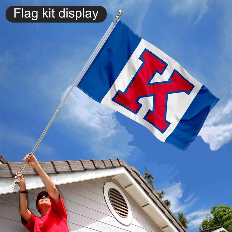Kansas KU Jayhawks Big K Flag with Pole and Bracket