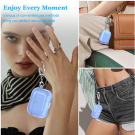 MHYALUDO Compatible with AirPods Pro 3 Clear Case 2025, Military-Grade Shockproof, Soft TPU Highly Transparent Anti-Yellowing for AirPods Pro 3 Case with Cleaning Kit & Cute Round Buckle, Clear Blue