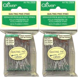 Two (2) Boxes Quantity 100 Clover Fine Quilting Pins ~ Article No. 2509 ~ 1-7/8" Long 0.5mm Glass Head