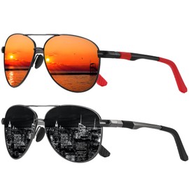 LEDING&BEST Polarised Sunglasses Pilot Mens Womens Ultralight Shades UV400 Protection Unbreakable Metal Frame for Driving,Fishing,Running Sun Glasses