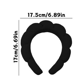 GroveEss Sponge Spa Headband,Cute Makeup Skincare Soft Fabric Hair Band,Terry Towel Cloth Headband for Face Washing, Makeup Removal Shower Facial Mask Yoga Sports(Black)