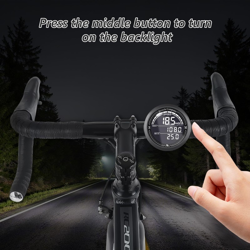 AMFUN Bicycle computer Wireless, 2.2 inch LCD Screen Auto Backlight,