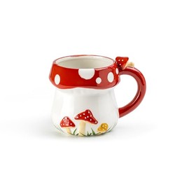 Gracie China Shop Fairytale Red Mushroom 14oz Ceramic Mug, Regular