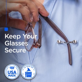 Readerest Magnetic Glasses Holders with Crystals for Women (3 Pack), Eyeglasses Clip for Readers & Sunglasses, Nurse Badge Holder, Made in America (Stainless Steel, Black & White)