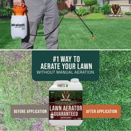 PETRAMAX Liquid Lawn Aerator 0-0-5, Liquid Aeration for Lawn, Grass Aerator & Soil Conditioner - Lawn Aerator Tool, Core Aerator & Lawn Aerator Machine Alternatives - Liquid Lawn Fertilizer - 32 Oz