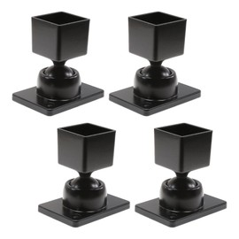 Plum Fittings 1" x 1" Adjustable Swivel Ball Bracket Aluminum Fence - Residential Rail Mounts | Black | Pack of 4