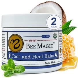 Sweet Bee Naturals Organic All Natural Foot and Heel Balm 2 (2 OZ Jars). For Dry and Cracked Feet Repair. Organic Salve Moisturizer for Heel Care & Callus Treatment. Made in USA. 2 Jars (4 OZ)