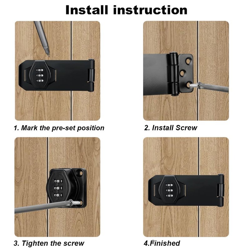 Mechanical Password Combination Rotary Hasp Latch Lock, 10.2 cm, Keyless