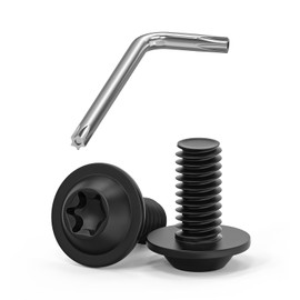 Pack of 20 M6 x 12 Screws, Pan Head Screws, Torx Screws, Flange Screws, Stainless Steel, A2 V2A, Full Thread, Black Oxide, with Torx Key