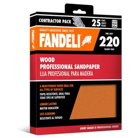 Fandeli 36014 220 Grit Wood Sandpaper Sheets, 9" x 11", 25-Sheet