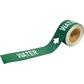 Brady 20481 Economy Pipe Markers-to-Go, B-736, 1" Height X 8" Width, White On Green Self-Sticking - Plastic Film, Legend "Water"