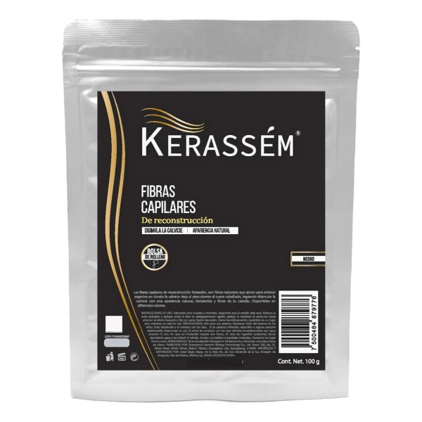 Fibras Capilares 100g Cubre Calvicie Kerassém Negro