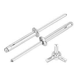 sourcing map 60Pcs 5/32"x1" Aluminum Round Head Tri Grip Rivets, Tri Grip Rivets Assortment Bulb Style Rivets for DIY, Sheet Metal, Automotive Repairs, Furniture, Marine Boat (Silver)