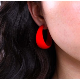 Inateannal Chunky Acrylic Hoop Earrings C Shaped Large Acrylic Earrings Blue Resin Open Hoop Earrings Cute Candy Hoop Earrings Jewellery for Women Girls, Zinc, No Gemstone