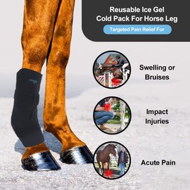 NEWGO Cooling Gaiters Horse Cooling Gaiters Horse Reusable for Injuries, Cooling Horse Knee 1 Bandage with 2 Ice Packs for Boots, and Hooves (Pack of 1)