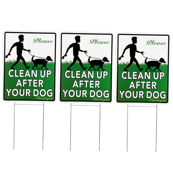 Yard Signs 3pcs Lawn Warning Signs Doggie Lawn No Pooping Dog Signs Clean up after Your Dog Signs Puppy Green Pet Plastic, Iron Scoop The Poop Dog Signs Beware of Dog Sign
