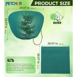 PETCHOR 4PCS Winter Plant Covers Freeze Protection for Outdoor Plant 39x39″