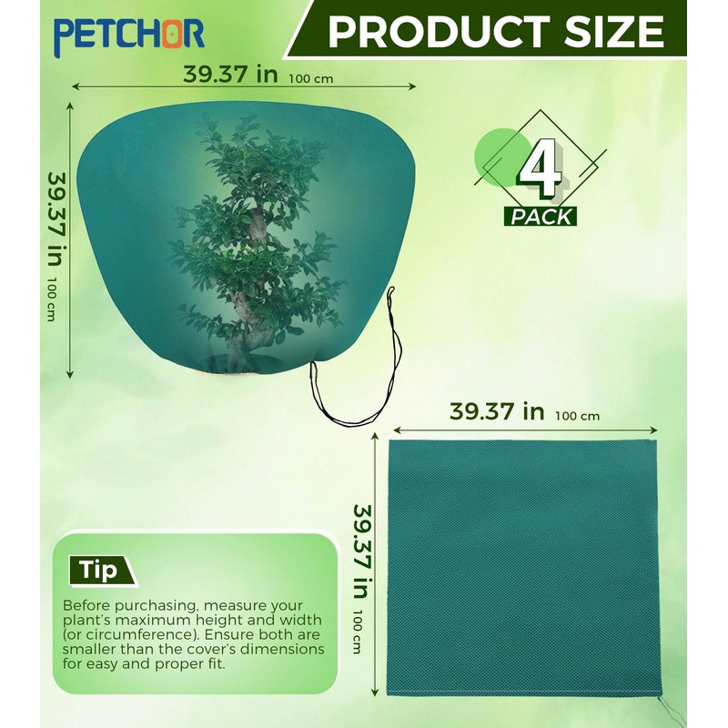 PETCHOR 4PCS Winter Plant Covers Freeze Protection for Outdoor Plant